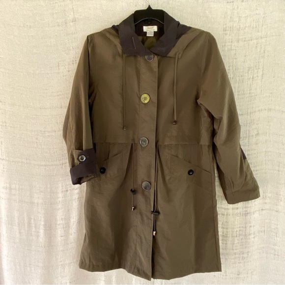 Dorman Military Green/Black Hooded Raincoat Size S - Picture 1 of 8